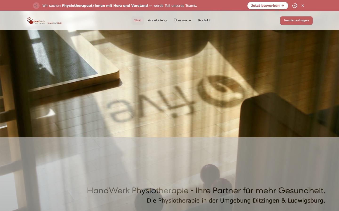 Startseite von HandWerk Physiotherapie