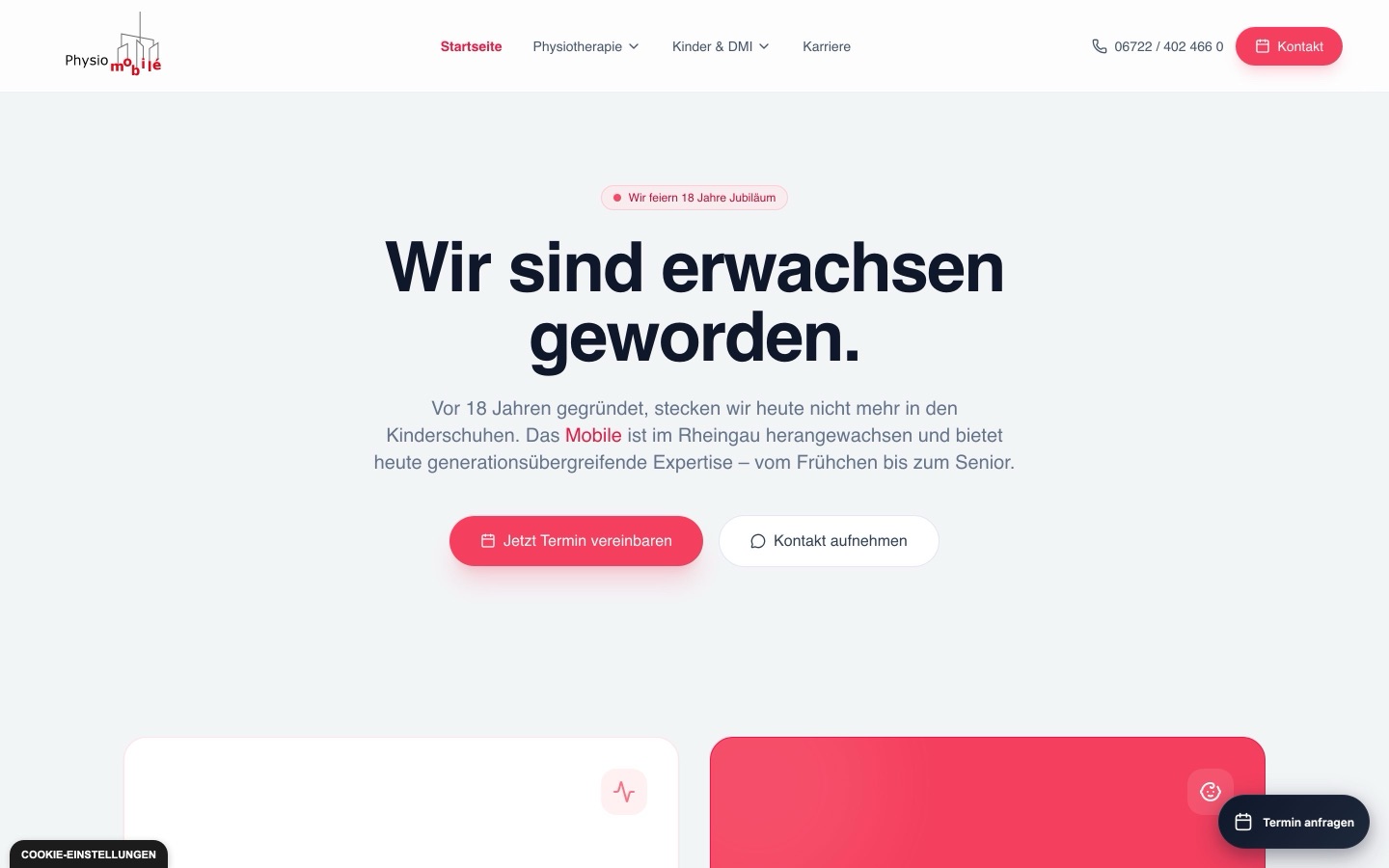 Startseite von Physiotherapie Mobile